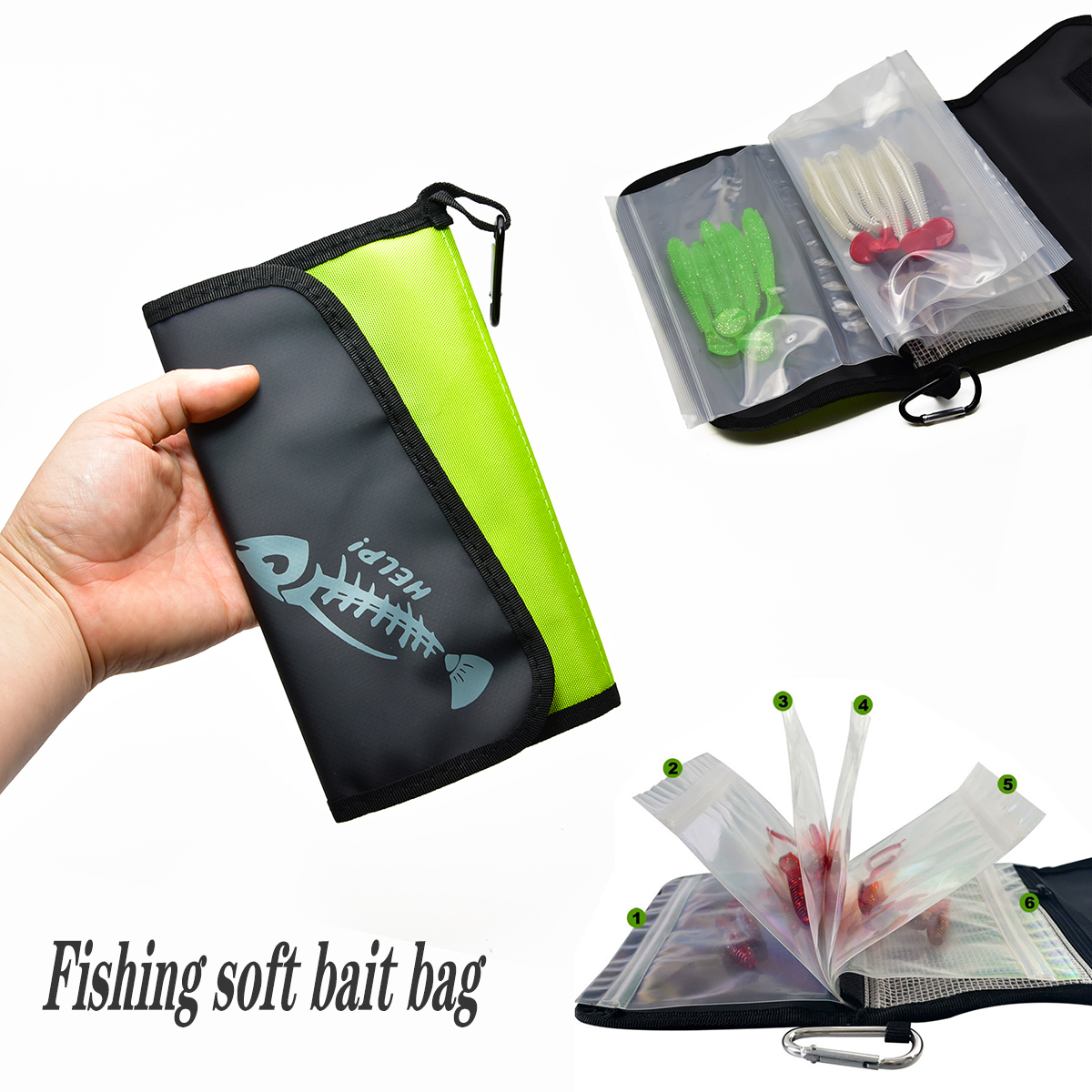 Fishing Hook - Fake Bait Bag PVC Inner Partitioned