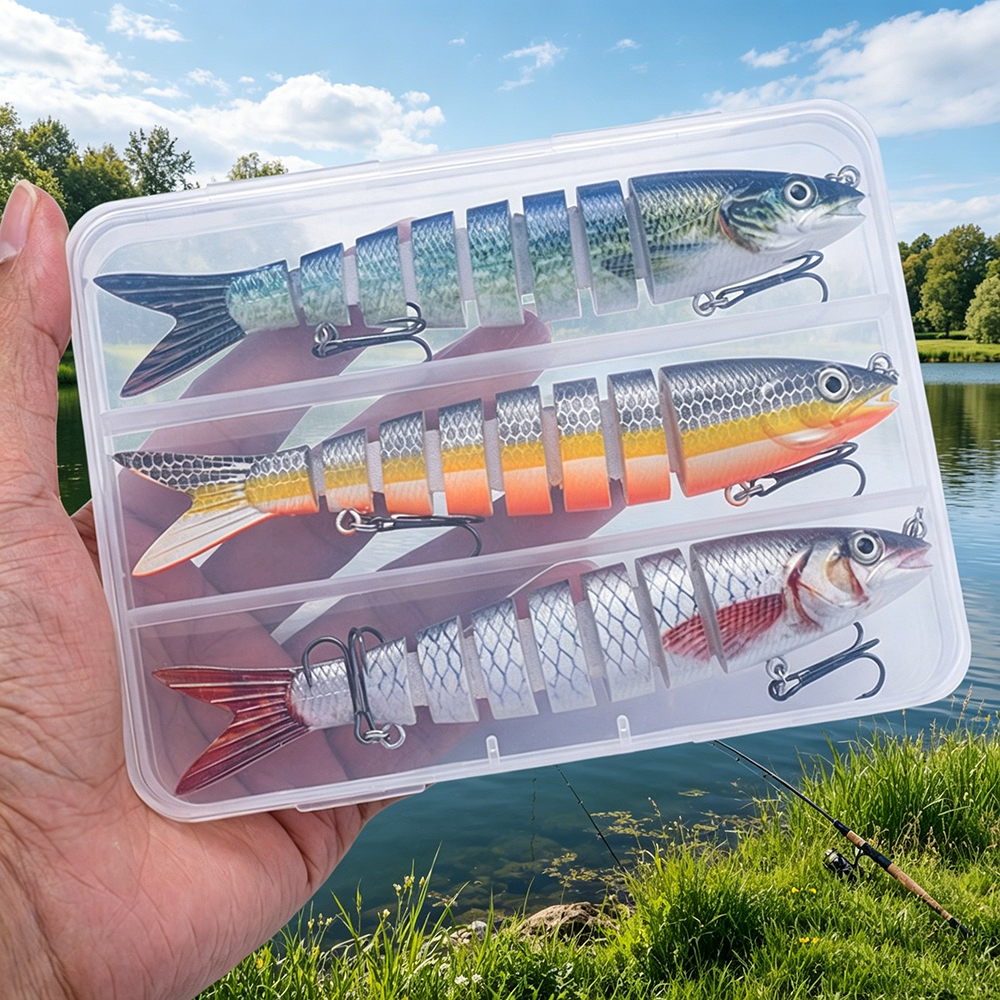 Fishing Equipment Clearance - 3pcs 8 Segment Fishing Lure Multi