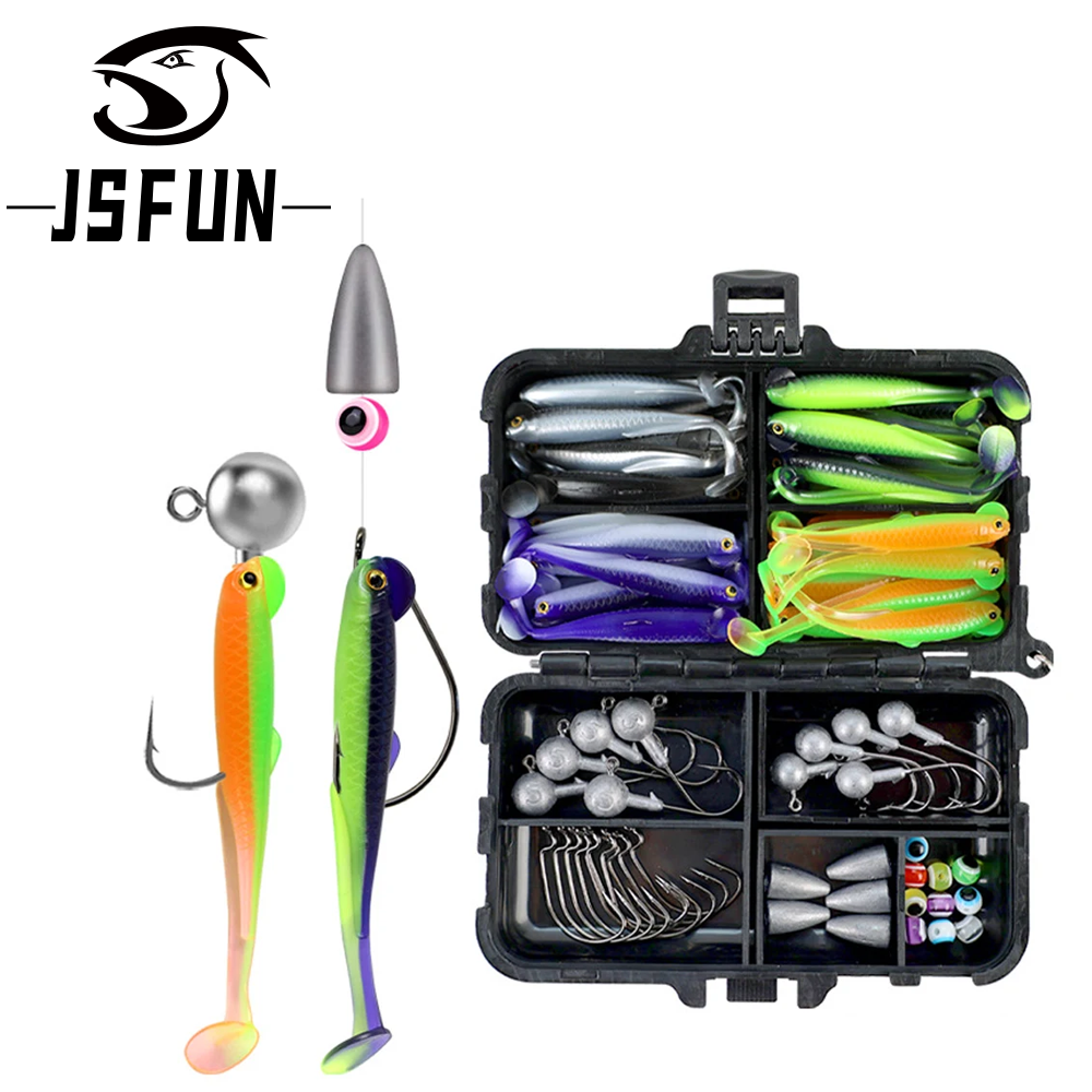 JSFUN 75pcs Silicone Lure Set  - Jig Head Lure ulasan dan harga