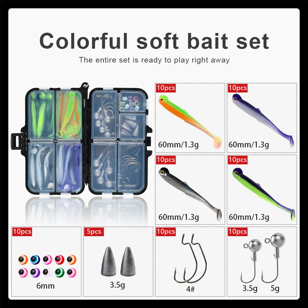 JSFUN 75pcs Silicone Lure Set  - Jig Head Lure ulasan dan harga