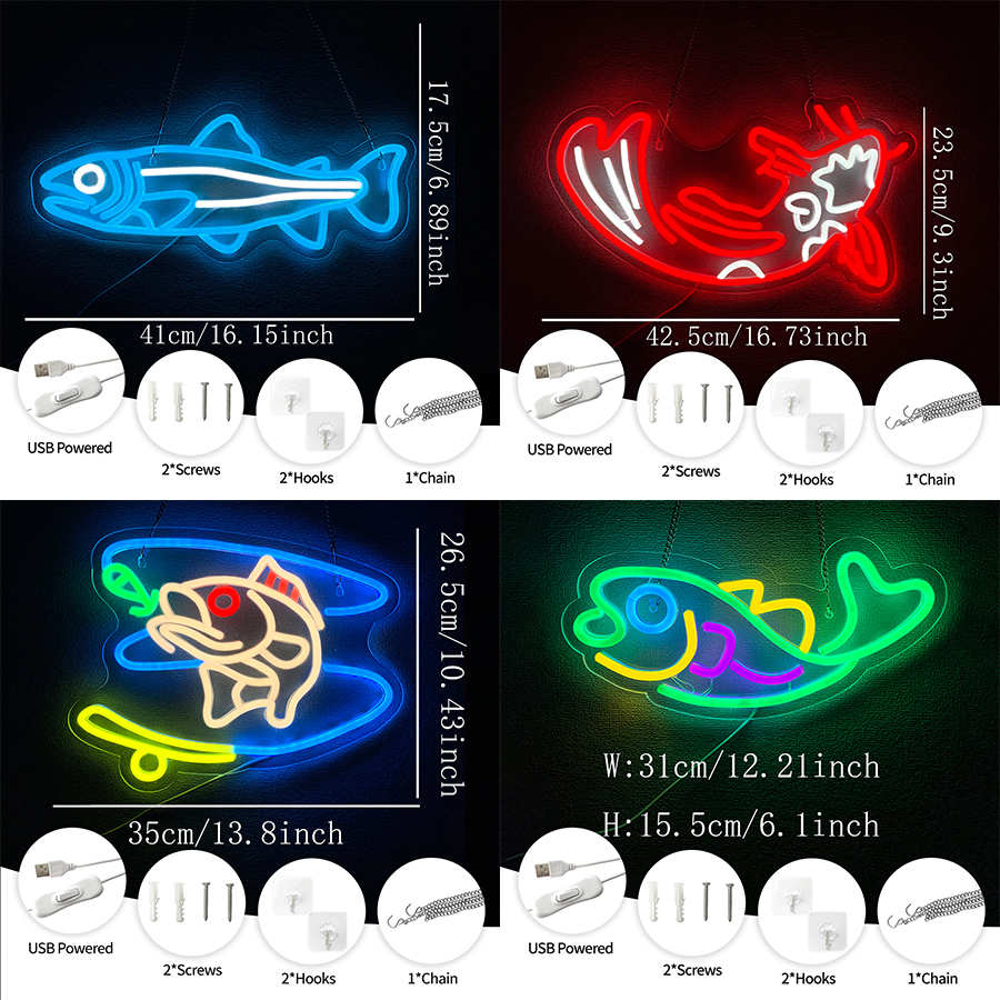 Fish Led Neon Sign, Cartoon Lu - Fishing Equipment Kitchener ulasan dan harga
