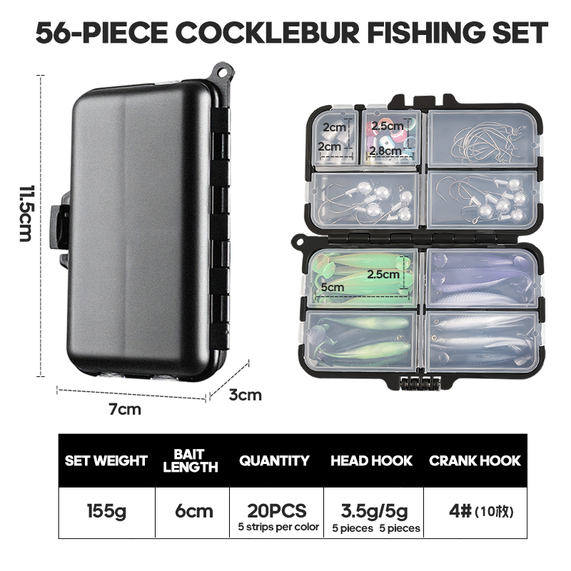 TAIYU 56pcs/Set Fishing Lures  - Fishing Equipment Clearance ulasan dan harga