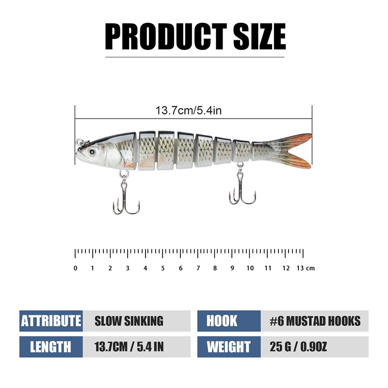 3pcs 8 Segment Fishing Lure Mu - Fishing Equipment Clearance ulasan dan harga